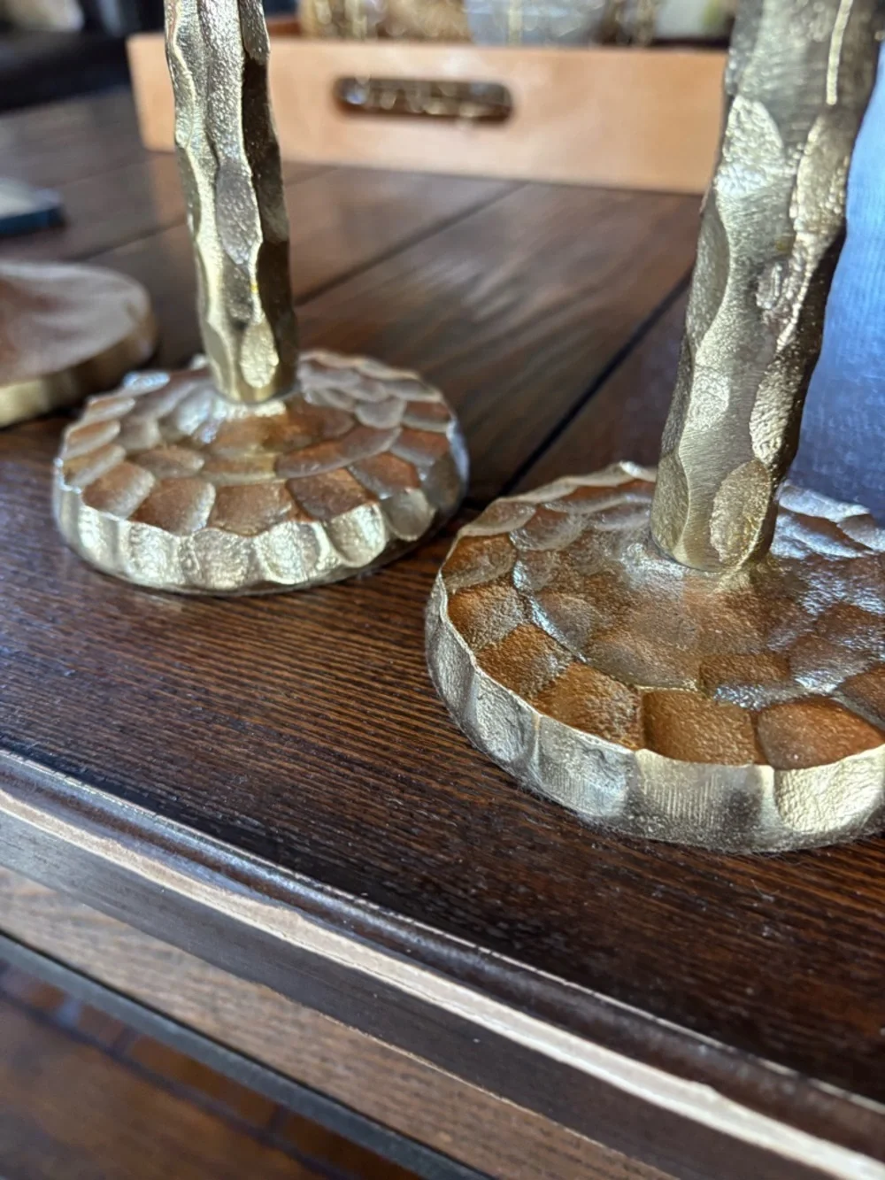 Gold Metal Taper Candle Holder Set with Cream Candles